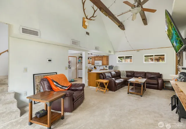 a living room with furniture