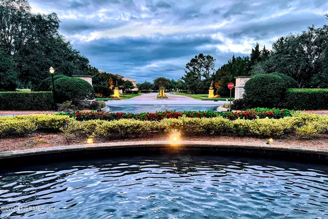 a view of a lake from a yard