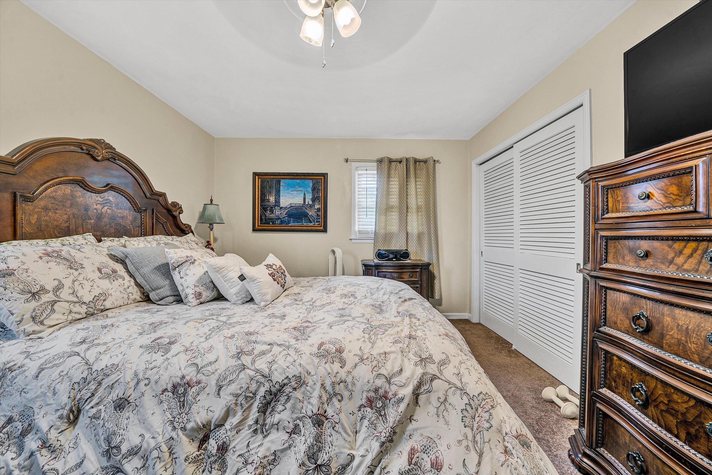 3876 Shingle Block Road Bedford, VA 24523 - Photo 14 of 29 a bedroom with a bed and a flat tv screen on dresser