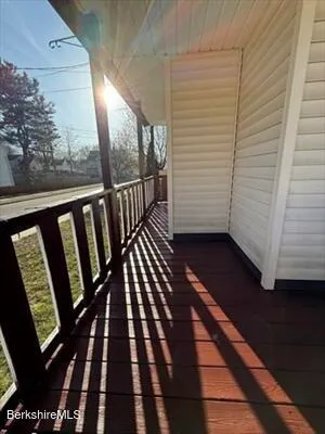 a view of wooden balcony
