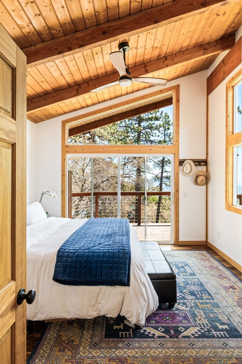 24750 Marion Ridge Drive Idyllwild, CA 92549 - Photo 37 of 45 a bedroom with a bed and wooden floor