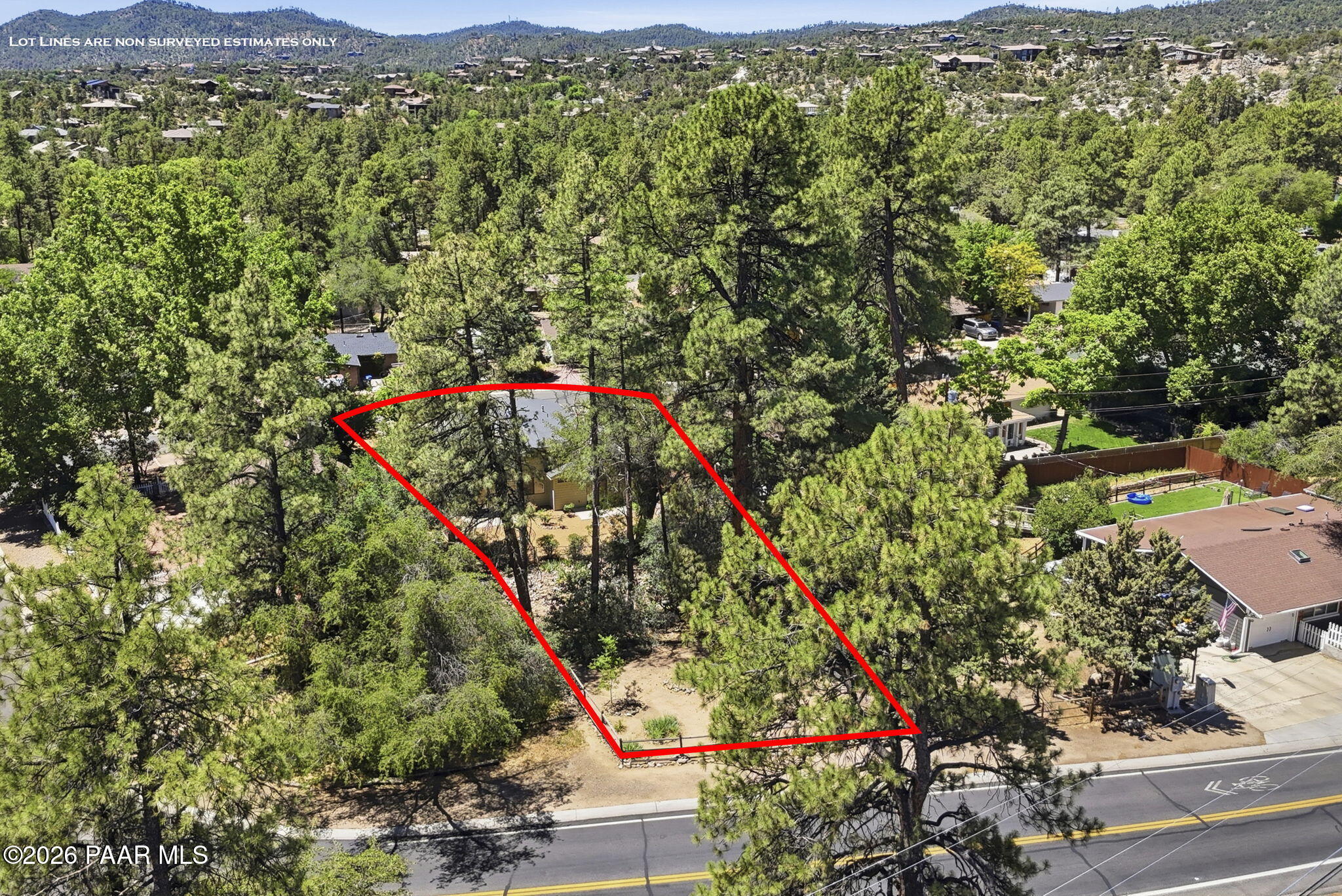 1708 Meadowbrook Road Prescott, AZ 86303 - Photo 27 of 32 Back Aerial Lot Lines