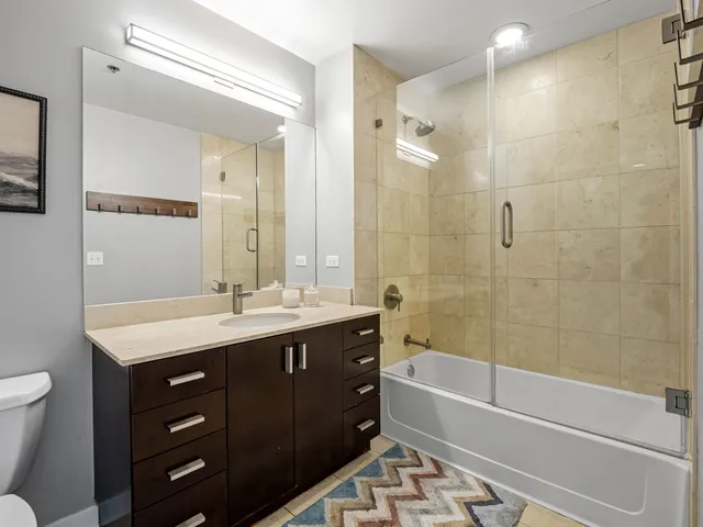 a city view with tall buildings