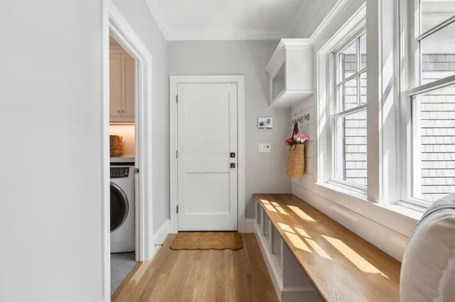a bathroom with a sink double vanity and a mirror
