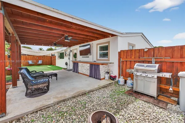 a view of a backyard with a garden