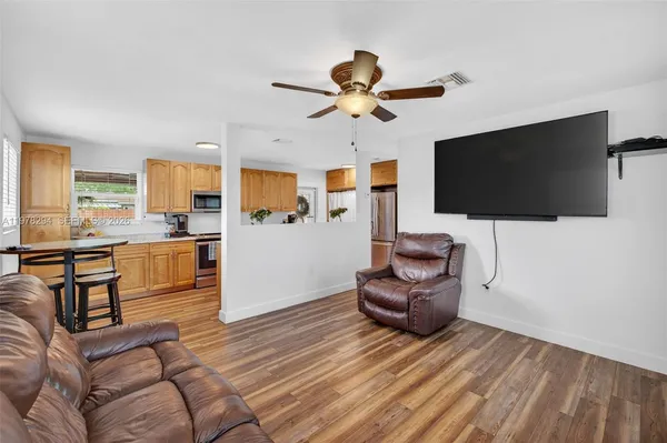 a living room with furniture