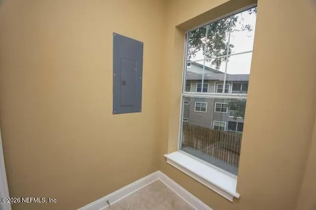 a bathroom with a window