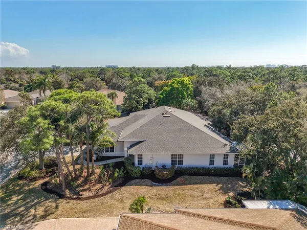 an aerial view of a house