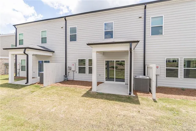 an aerial view of a swimming pool