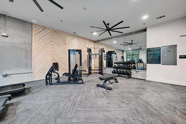 a view of a room with gym equipment