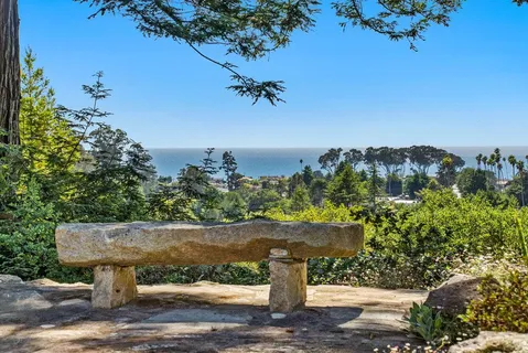 an outdoor view with patio