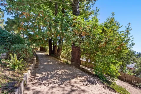 a backyard of a house with lots of green space