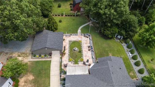 an aerial view of a house having outdoor space