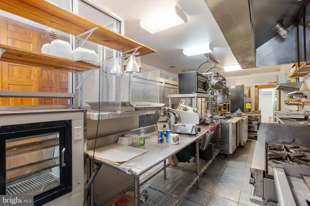 a kitchen with lots of counter top space