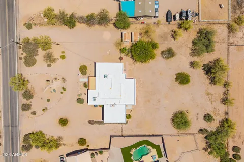 aerial view of residential house with outdoor space
