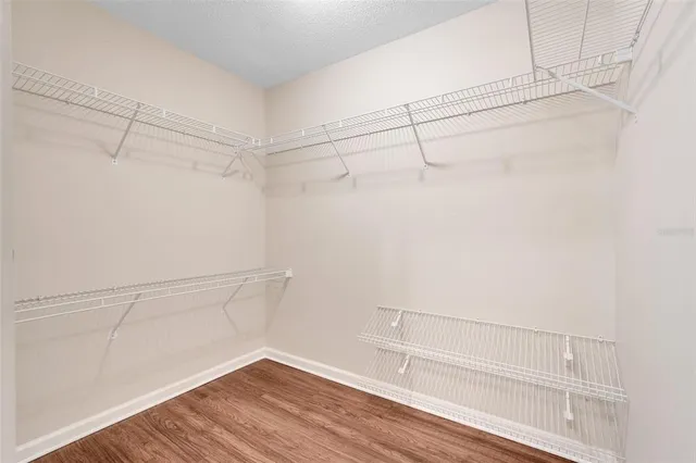 a view of a room with racks on the wall