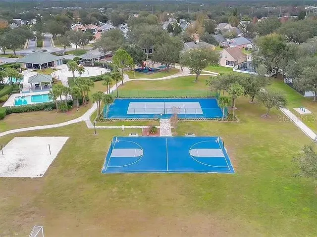 a view of an swimming pool and outdoor space