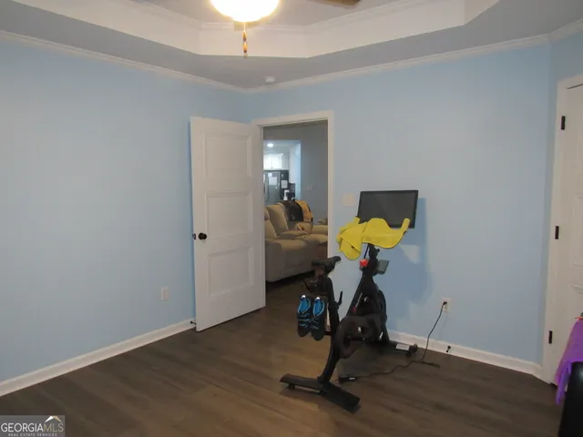 a view of a room with gym equipment