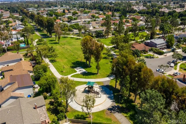 a view of a park with slide