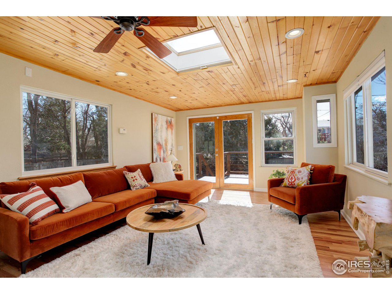 4361 Butler Circle Boulder, CO 80305 - Photo 13 of 39 a living room with furniture a flat screen tv and a large window