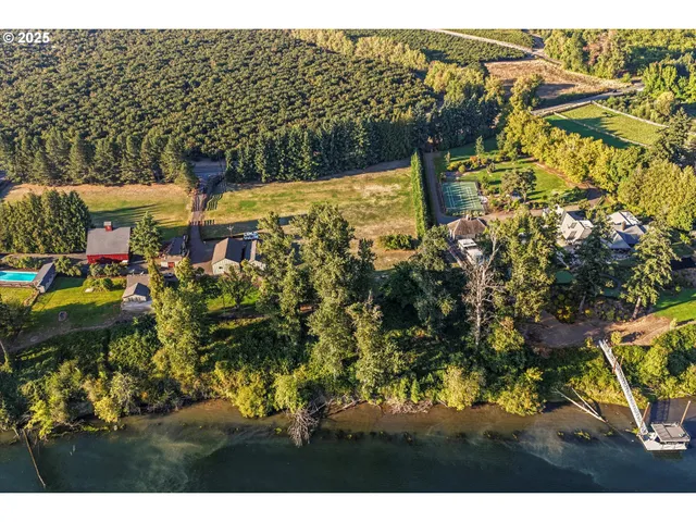 a view of a lake with a house