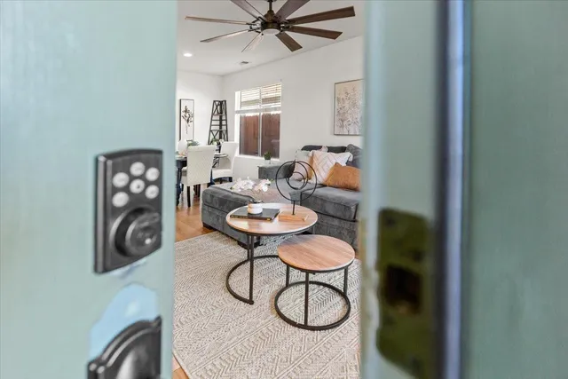 a view of a workspace with furniture