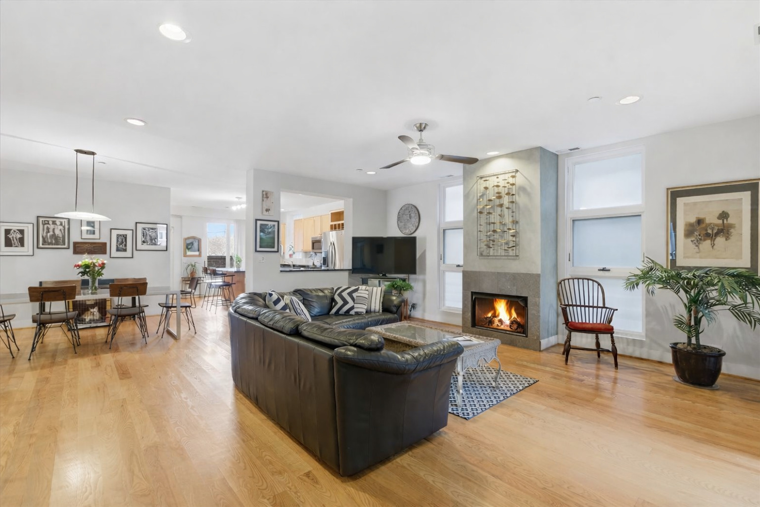 2515 Prairie Avenue, Unit 1E Evanston, IL 60201 - Photo 2 of 17 a living room with furniture potted plant a fireplace and a window