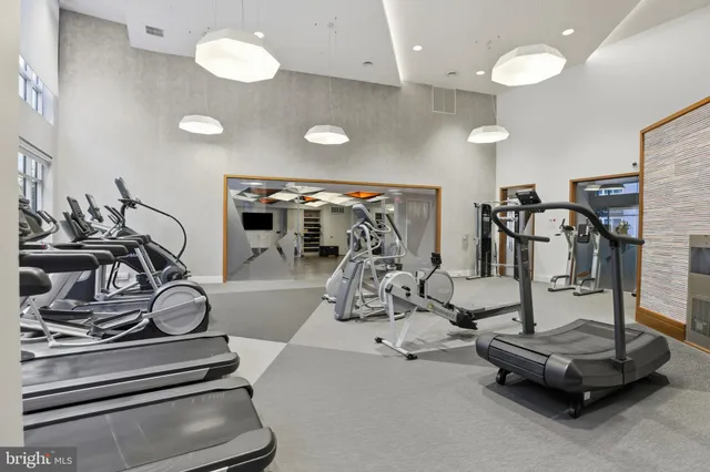 a view of a room with gym equipment