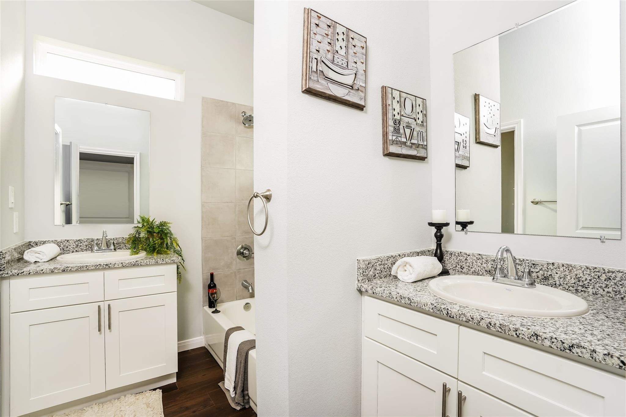 4932 Dalhart Dr Spring Spring, TX 77379 - Photo 12 of 13 a bathroom with a granite countertop sink and a mirror