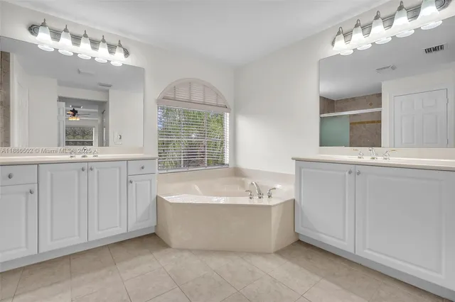 a view of a bathtub in a bathroom