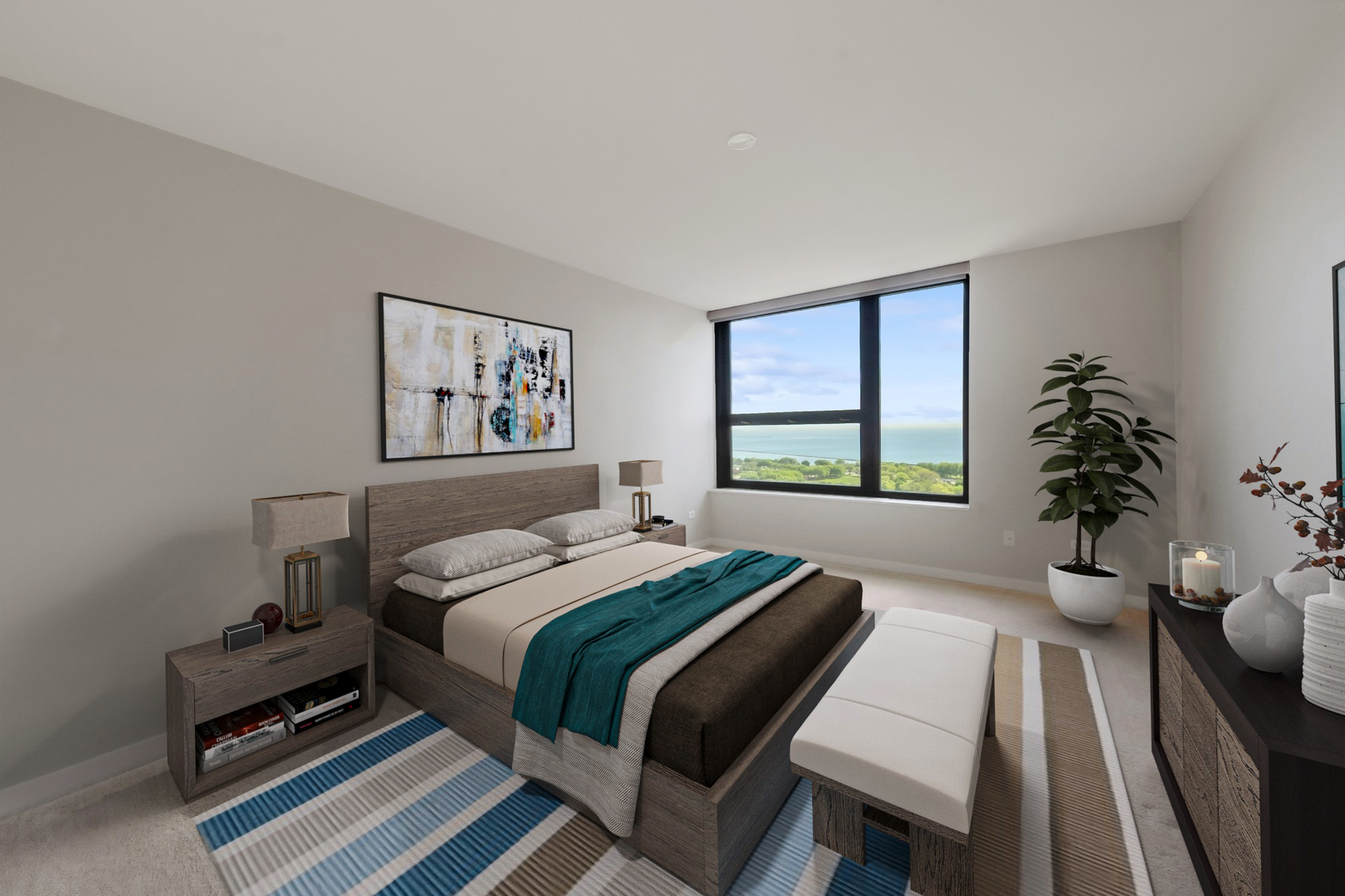 1160 South Michigan Avenue, Unit 2001 Chicago, IL 60605 - Photo 15 of 33 a bedroom with a bed and a window