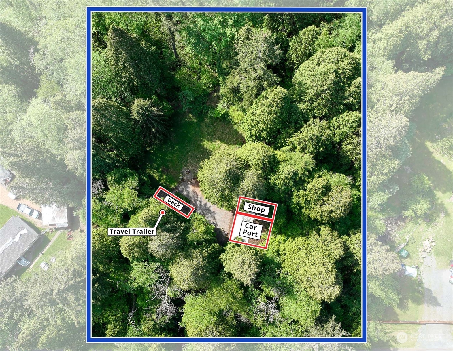 4247 Masterson Road Blaine, WA 98230 - Photo 3 of 40 an aerial view of a lush green forest with houses