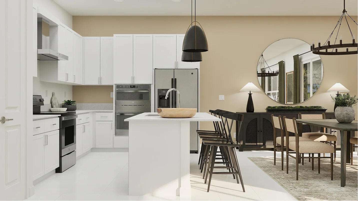 1022 Raleigh Way Wellington, FL 33449 - Photo 3 of 16 a kitchen with furniture a refrigerator and a view of living room