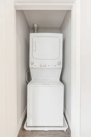 a utility room with dryer and washer