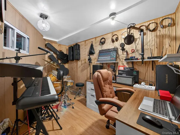 a room with musical instruments