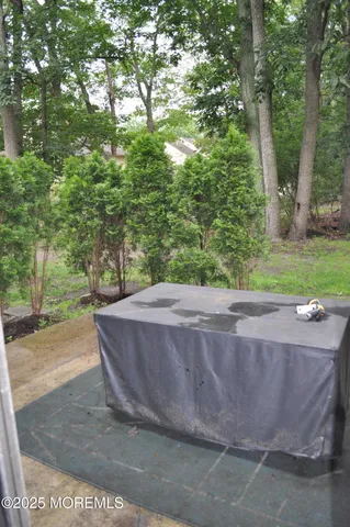 a view of backyard with a deck