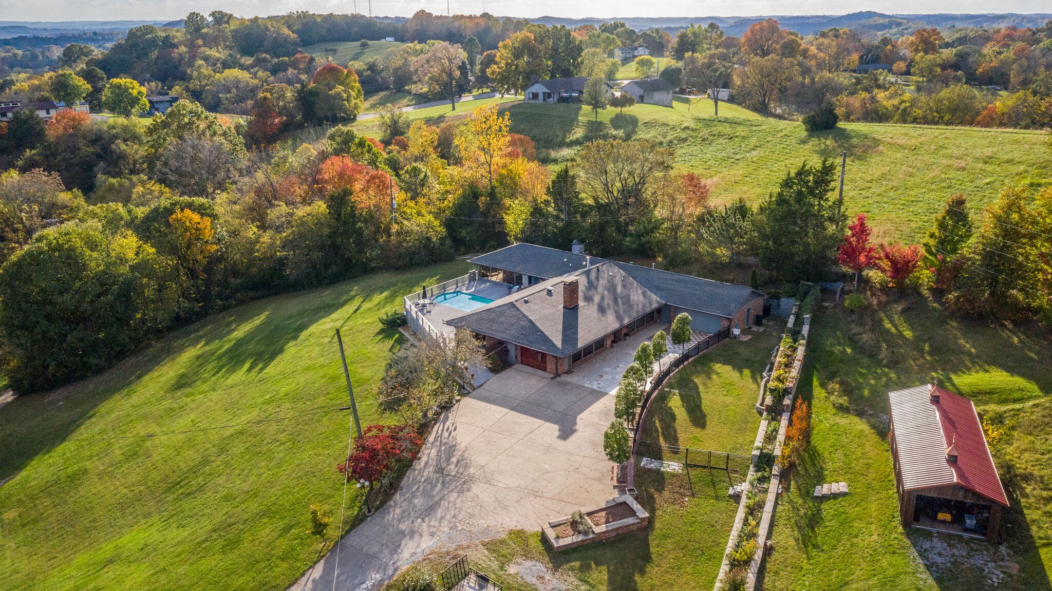 1338 Campbell Road Goodlettsville, TN 37072 - Photo 1 of 48 an aerial view of residential house with outdoor space and swimming pool