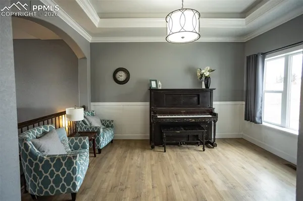 a living room with furniture