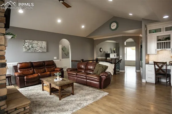 a living room with furniture