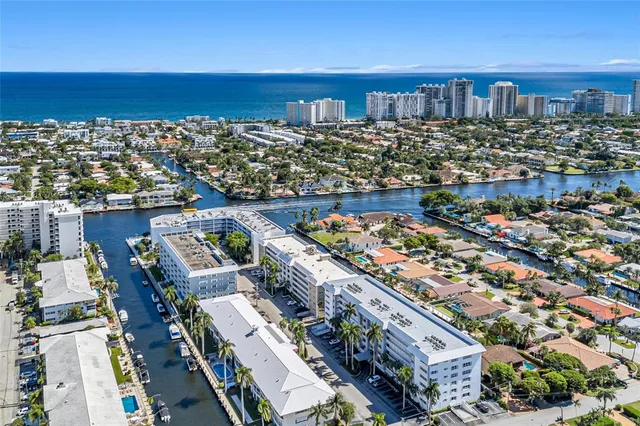 a view of a building with outdoor seating