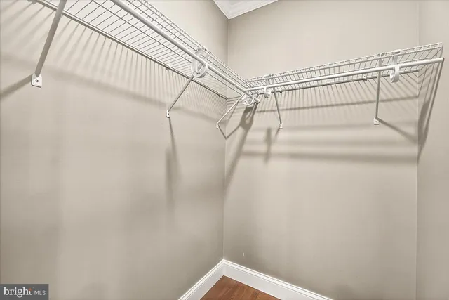 a view of a room with racks on the wall