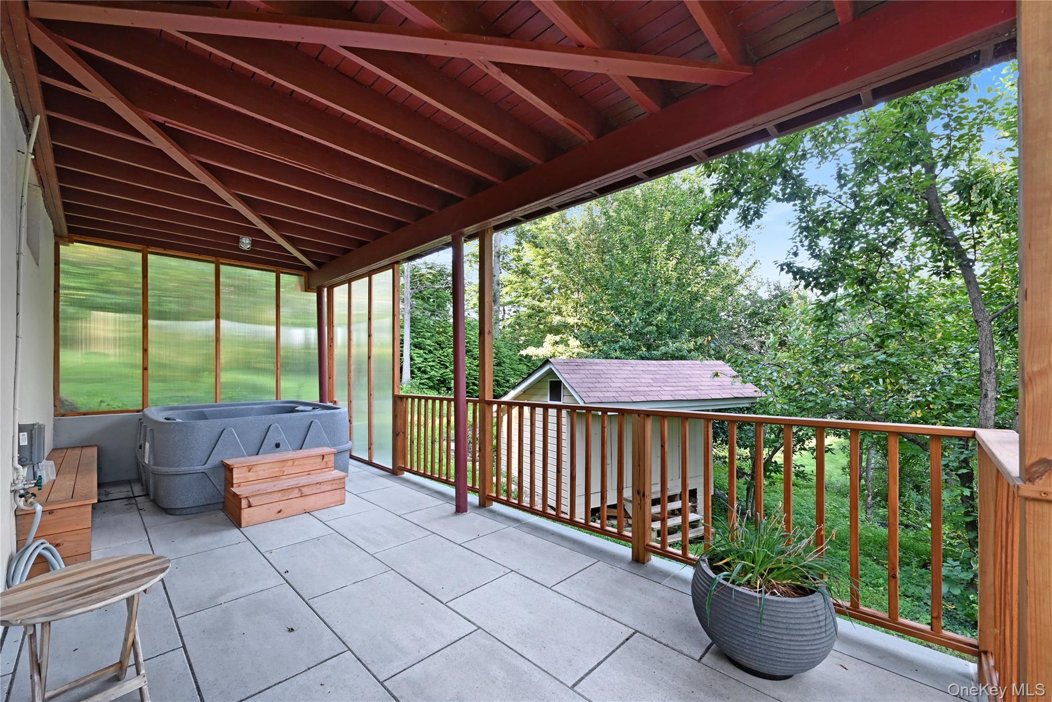 47 Mountainview Drive Tomkins Cove, NY 10986 - Photo 35 of 39 a roof deck with table and chairs and potted plants