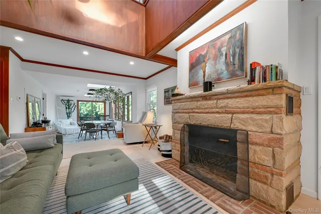 a patio with table and chairs