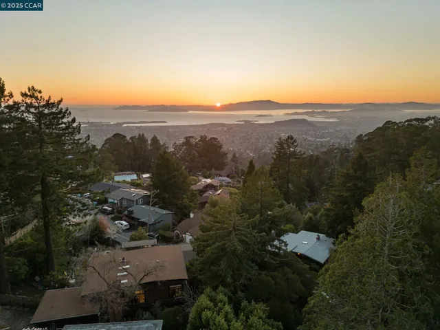 an aerial view of residential house and green space