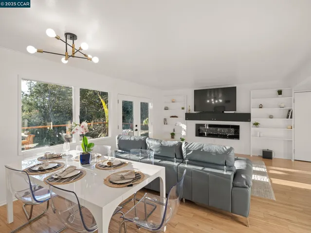 a living room with fireplace furniture and a flat screen tv