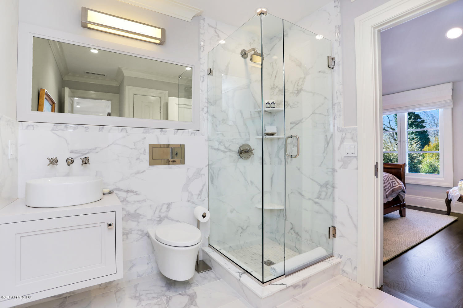 56 Old Church Road Greenwich, CT 06830 - Photo 22 of 41 a bathroom with a toilet a sink and shower