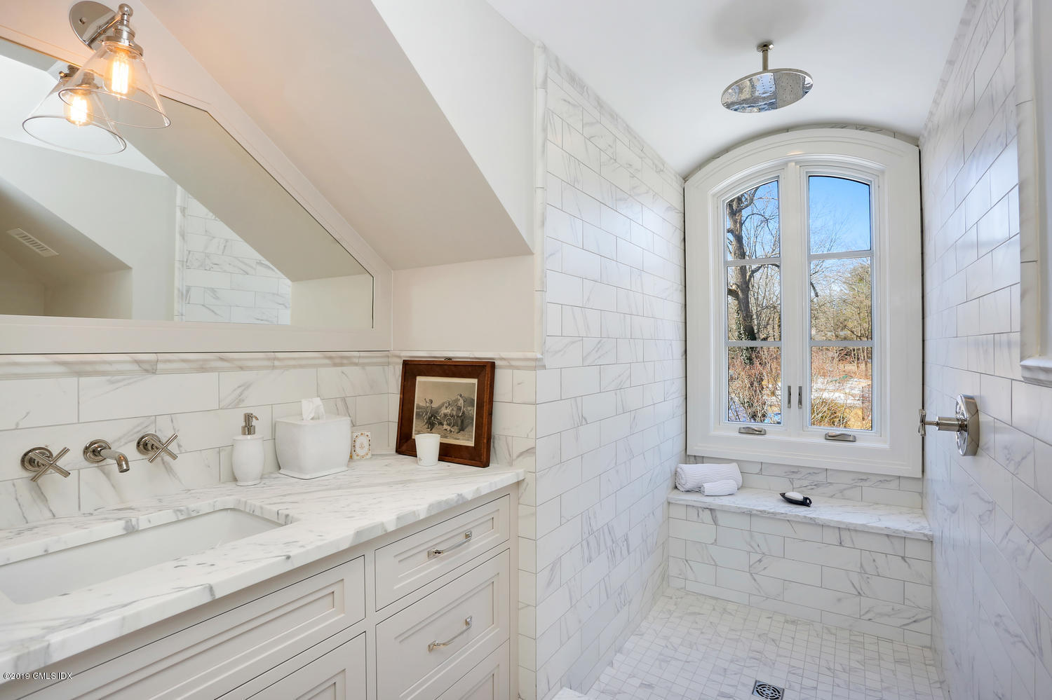 56 Old Church Road Greenwich, CT 06830 - Photo 24 of 41 a bathroom with a granite countertop sink mirror and bathtub