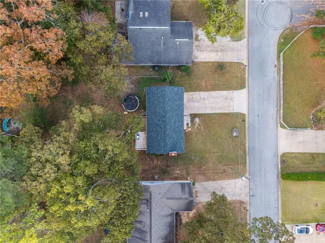 an aerial view of a house