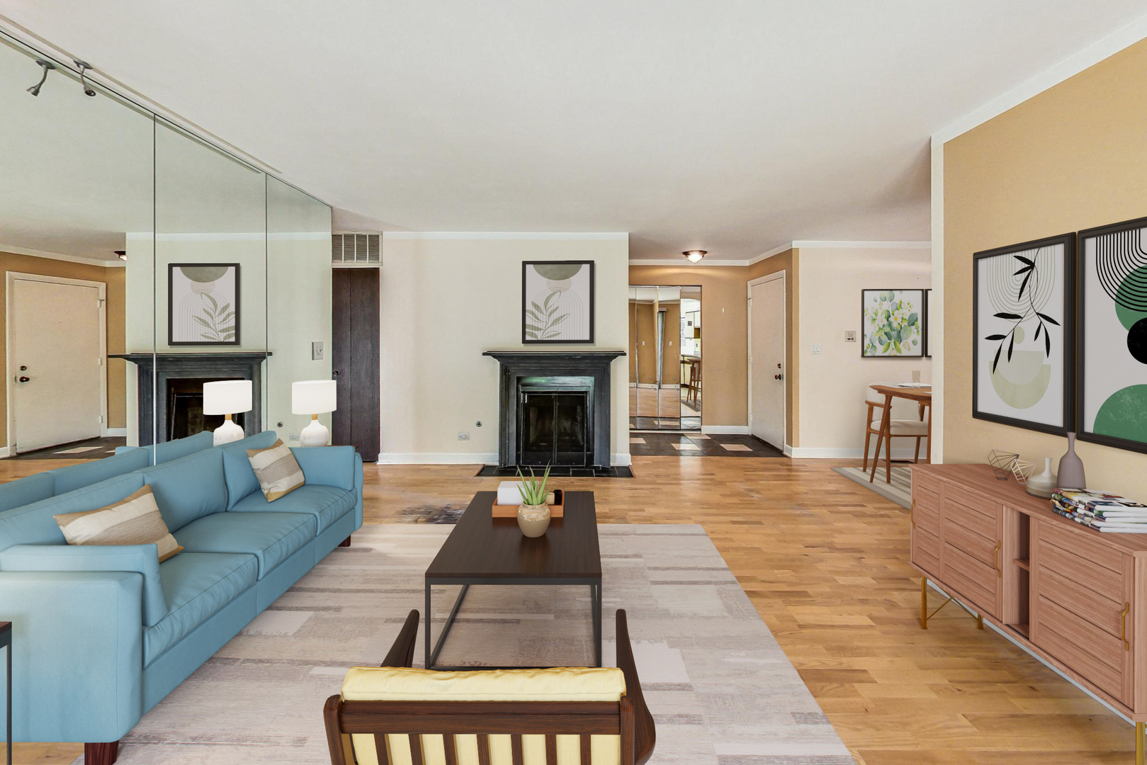 2980 Northampton Drive, Unit D1 Rolling Meadows, IL 60008 - Photo 9 of 35 a living room with furniture and a fireplace