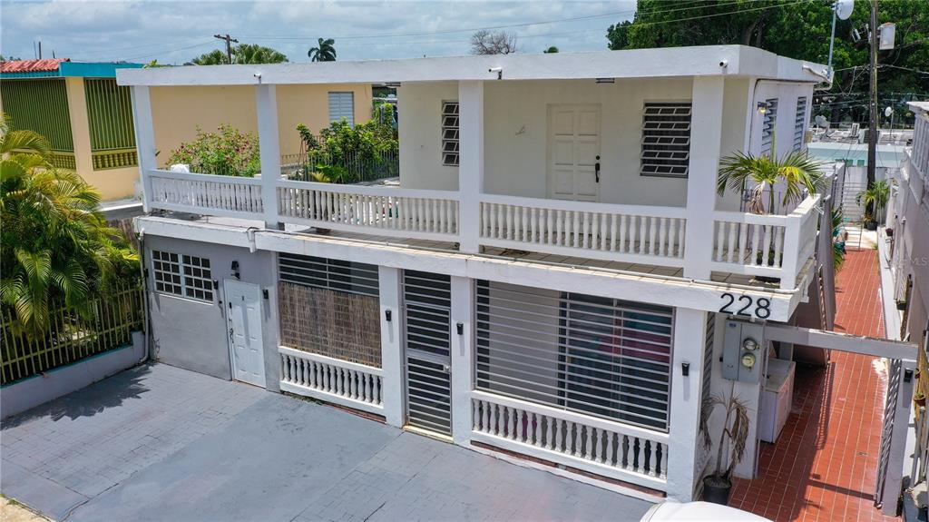 a view of a balcony and window